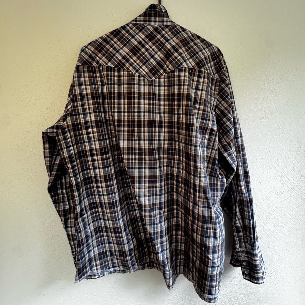 Wrangler Men's Plaid Shirt - Blue and Brown